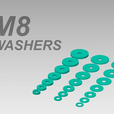 Bộ sưu tập vòng đệm M8 (M8 washer collection) đa dạng kích thước
