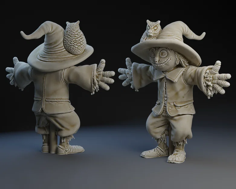 Mô hình 3D bù nhìn và chim cú trang trí Halloween độc đáo - Image 1