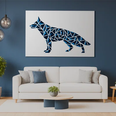 Tranh treo tường chó hình học – kiểu German Shepherd