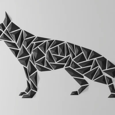 Tranh treo tường chó hình học – kiểu German Shepherd