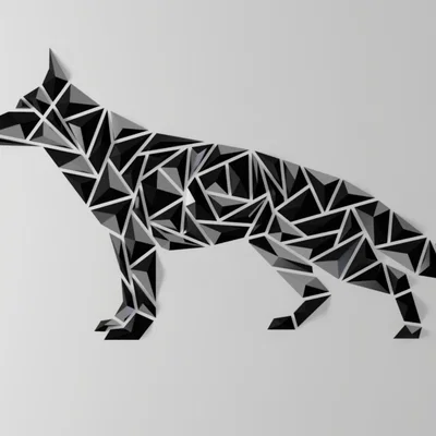 Tranh treo tường chó hình học – kiểu German Shepherd