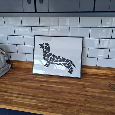 Tranh treo tường chó hình học – “Dachshund style”