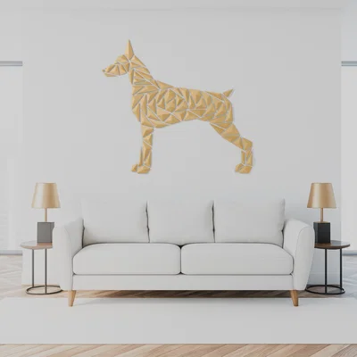 Tranh tường chó hình học – phong cách “Dobermann”
