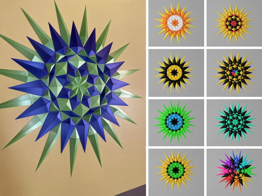 Thiết kế treo tường Sao/Mặt Trời hình học (Geometric Star/Sun) - Image 4