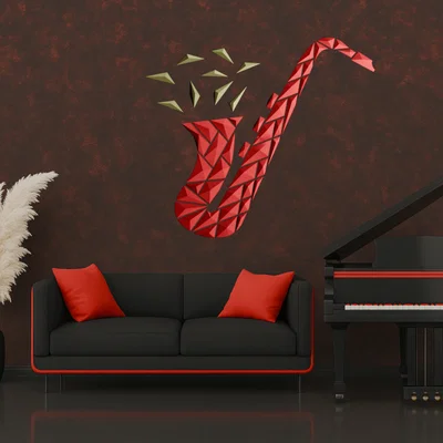 Tranh treo tường kèn saxophone hình học (Geometric Saxophone wall art)