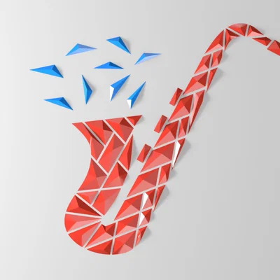 Tranh treo tường kèn saxophone hình học (Geometric Saxophone wall art)