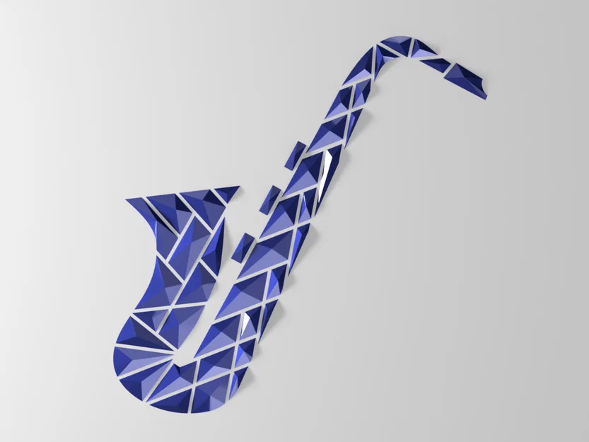 Tranh treo tường kèn saxophone hình học (Geometric Saxophone wall art) - Image 3