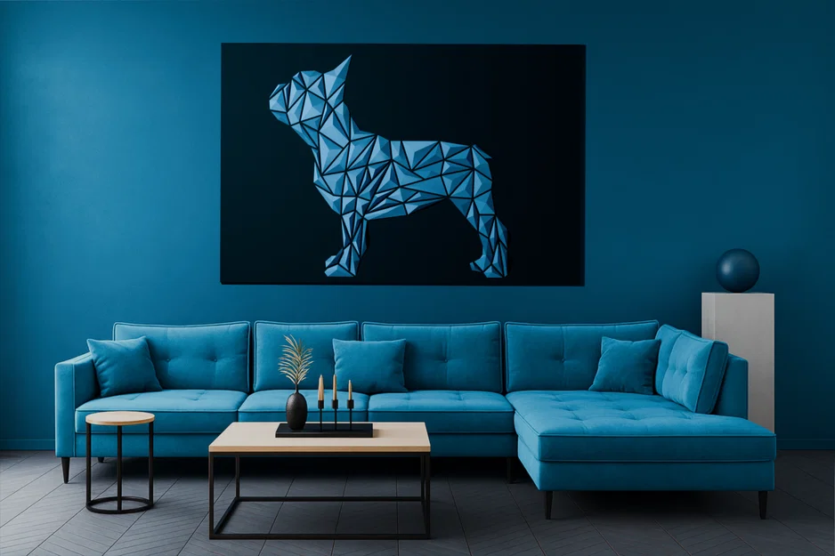 Tranh treo tường Bulldog Pháp hình học (Geometric French Bulldog wall art) - Image 1