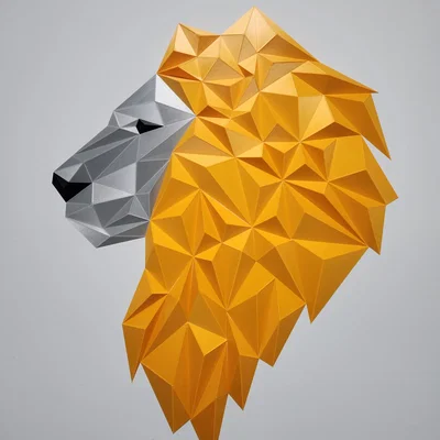 Tranh treo tường Sư tử hình học (phiên bản b)