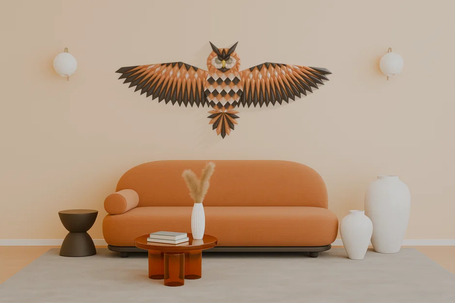 Tranh treo tường Cú mèo hình học (Geometric Owl wall art) - Image 1