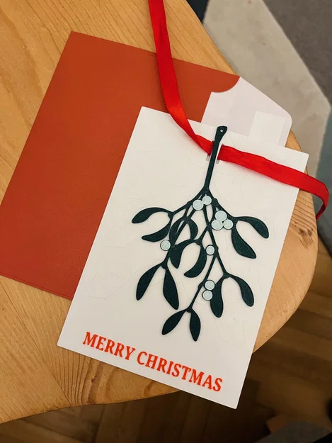 Thiệp Giáng sinh in 3D kèm quà tặng cành tầm gửi trang trí - Image 2