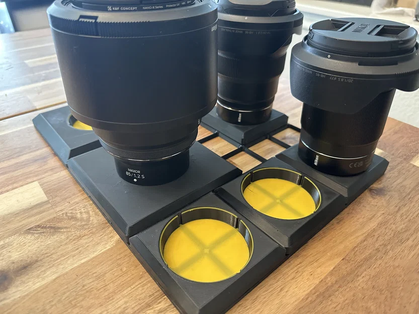 Khay giữ lens ngàm Nikon Z cho Gridfinity (2x2/3x3/4x4) - Image 3