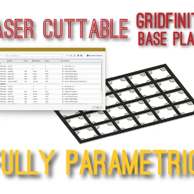 Đế Gridfinity cắt laser Parametric, có/không nam châm (Fusion360)