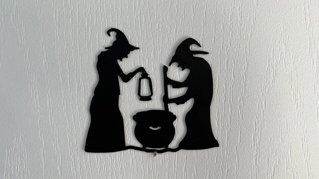 Mô hình trang trí tường hình phù thủy Halloween số 4 (STL) - Image 1