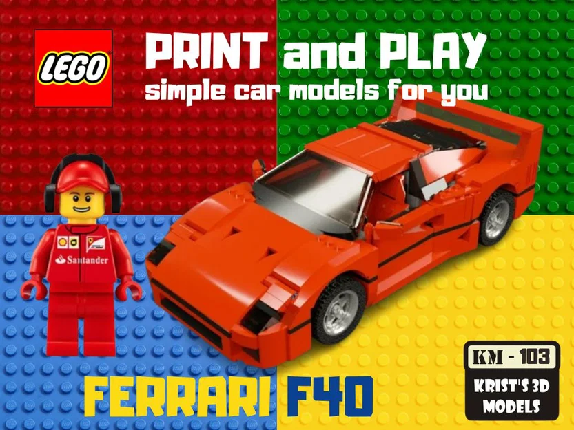 Mô hình xe Ferrari F40 phong cách LEGO in 3D dễ dàng - Image 1