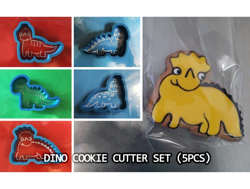 Bộ khuôn cắt bánh quy khủng long (dino) 5 món - Image 1