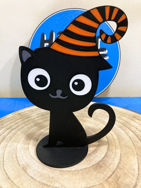 Mô hình chú mèo đen đội nón phù thủy Halloween dễ thương - Image 1