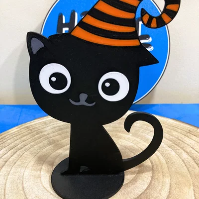 Mô hình chú mèo đen đội nón phù thủy Halloween dễ thương