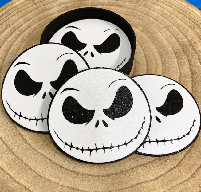 Bộ đế lót ly Jack Skellington 3D - Món quà tuyệt vời cho fan - Image 1