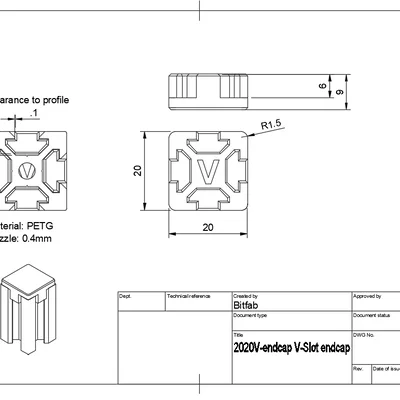 Nắp chụp đầu cho nhôm định hình V-Slot 20x20mm