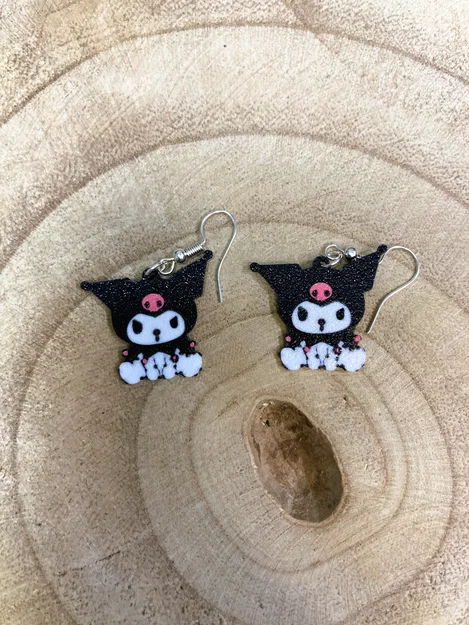 Mẫu bông tai Kuromi dáng ngồi 3D siêu đáng yêu - Image 2