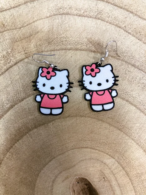 Mẫu in 3D bông tai Hello Kitty dễ thương cho phái đẹp - Image 1