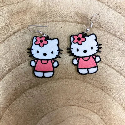Mẫu in 3D bông tai Hello Kitty dễ thương cho phái đẹp