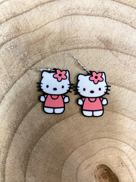 Mẫu in 3D bông tai Hello Kitty dễ thương cho phái đẹp - Image 2