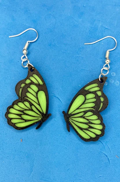 Mẫu in 3D bông tai hình cánh bướm thời trang độc đáo - Image 1