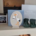 Thiệp chúc mừng em bé Cò (multicolor) – Stork birth card / Ooievaar geboorte kaartje - Thumbnail 1