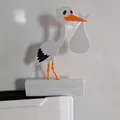 Mô hình chú cò mang bé (Stork) quà tặng kỷ niệm ngày sinh in 3D - Thumbnail 2