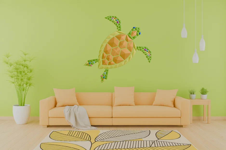Tranh treo tường rùa biển hình học (Geometric Sea Turtle wall art) - Image 1