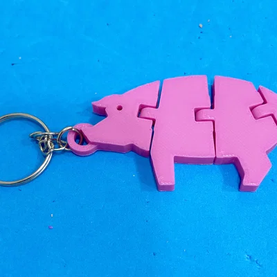 Móc khóa chú heo khớp nối linh hoạt 3D (Articulated Pig Keychain)