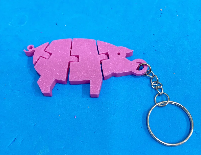 Móc khóa chú heo khớp nối linh hoạt 3D (Articulated Pig Keychain) - Image 2