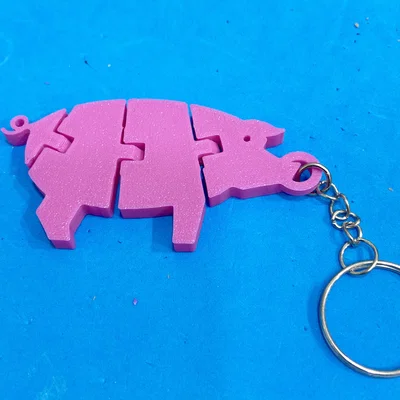 Móc khóa chú heo khớp nối linh hoạt 3D (Articulated Pig Keychain)