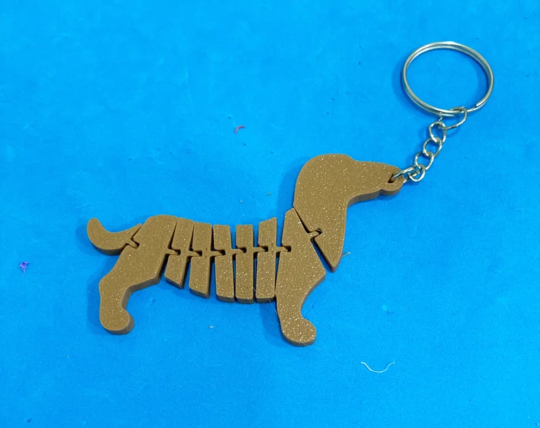 Móc khóa chú chó Dachshund khớp nối linh hoạt in 3D - Image 1