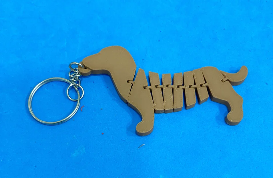 Móc khóa chú chó Dachshund khớp nối linh hoạt in 3D - Image 2
