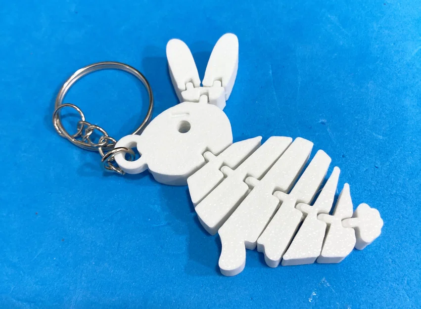 Móc khóa thỏ khớp nối linh hoạt in 3D siêu cute - Image 1