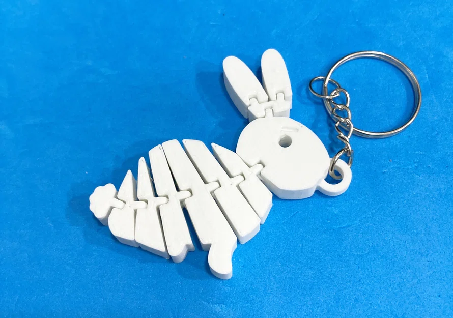 Móc khóa thỏ khớp nối linh hoạt in 3D siêu cute - Image 2