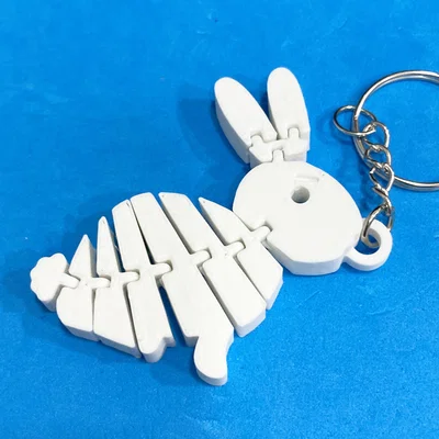 Móc khóa thỏ khớp nối linh hoạt in 3D siêu cute