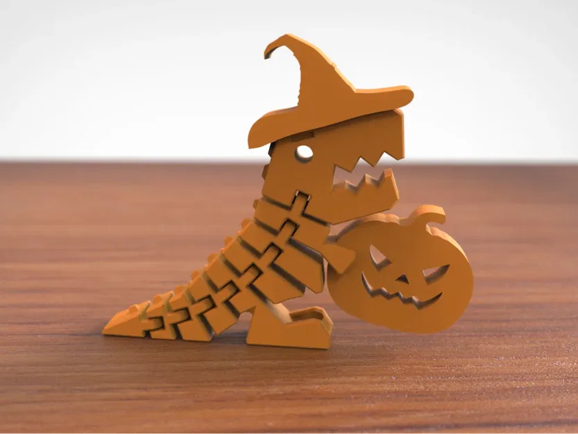 Flexi Dino Halloween Edition – Khủng long dẻo đội mũ phù thủy ôm bí ngô - Image 1