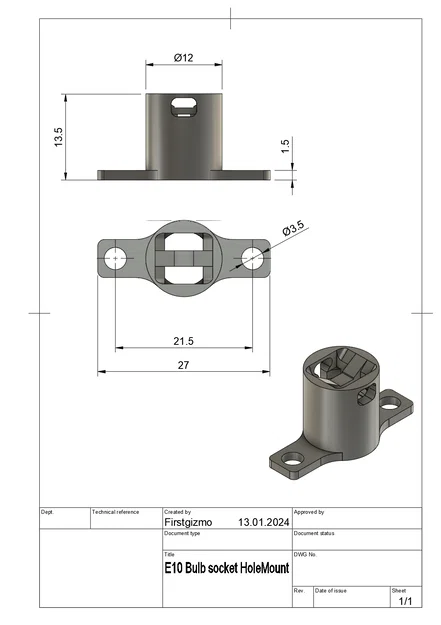 Đui đèn E10 (E10 Lamp Socket) in 3D - Image 4