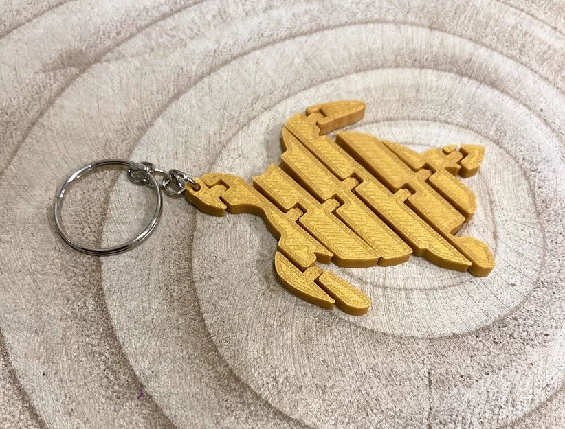 Móc khóa rùa in 3D khớp nối linh hoạt (Articulated turtle keychain) - Image 1