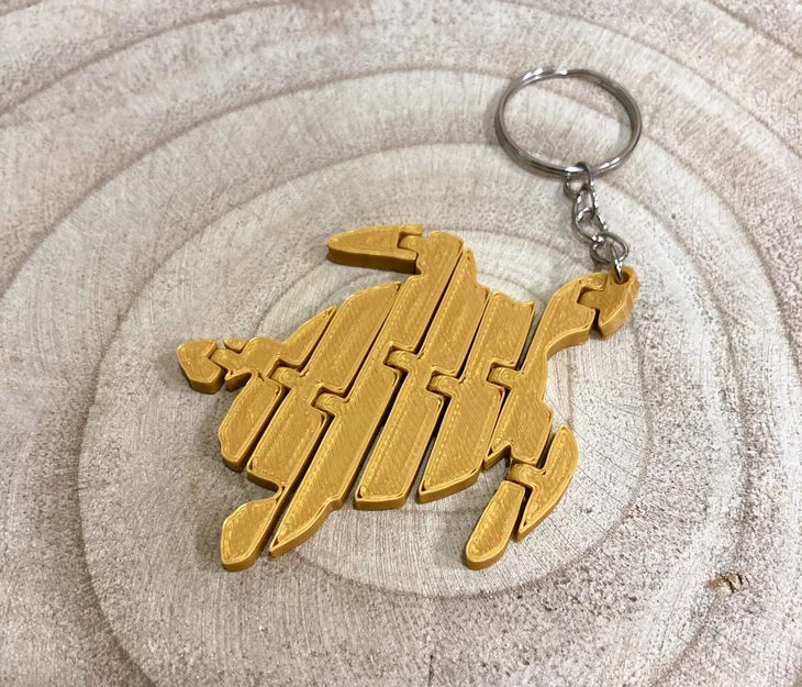 Móc khóa rùa in 3D khớp nối linh hoạt (Articulated turtle keychain) - Image 2