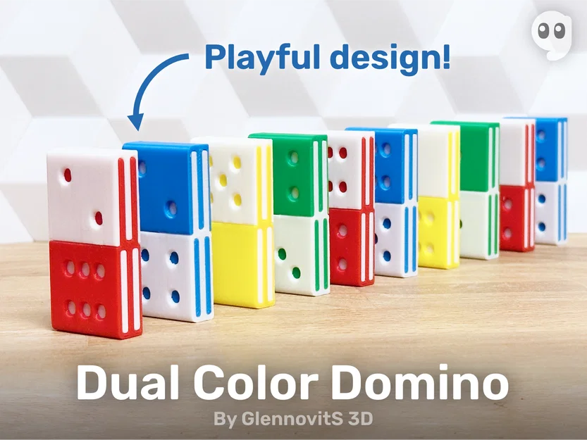 Bộ Domino Hai Màu (Ghép 2 mảnh, hỗ trợ máy in 1 đầu phun) - Image 1