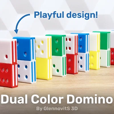 Bộ Domino Hai Màu (Ghép 2 mảnh, hỗ trợ máy in 1 đầu phun)