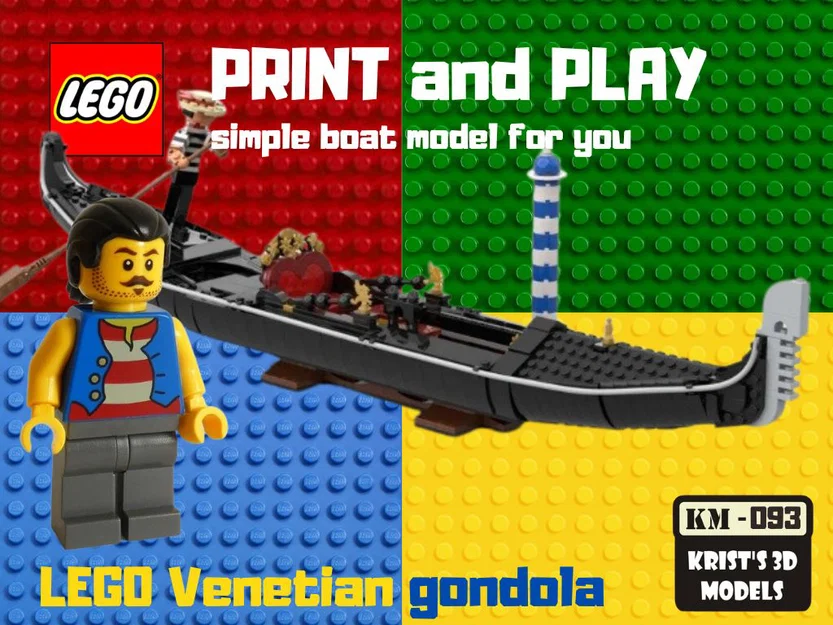 Mô hình thuyền Gondola Venice cho LEGO - Mẫu in 3D độc đáo - Image 1