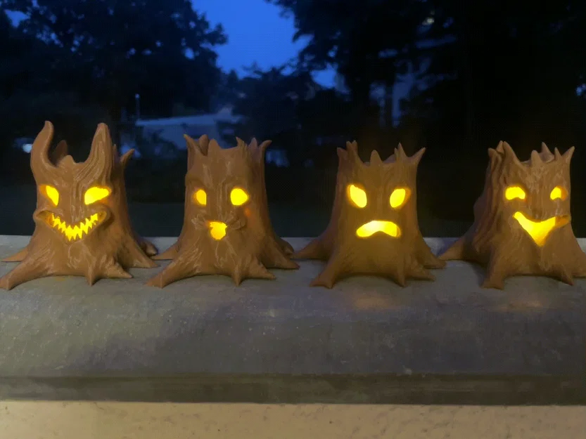Gia đình cây ma dễ thương – đèn nến Halloween - Image 1