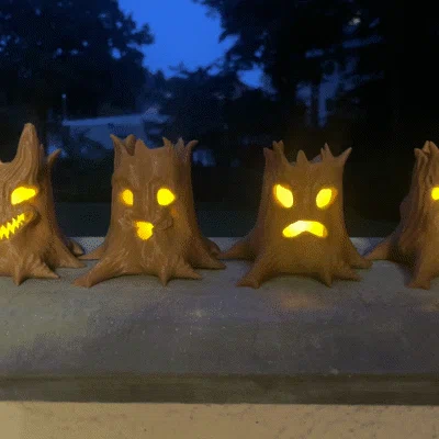 Gia đình cây ma dễ thương – đèn nến Halloween