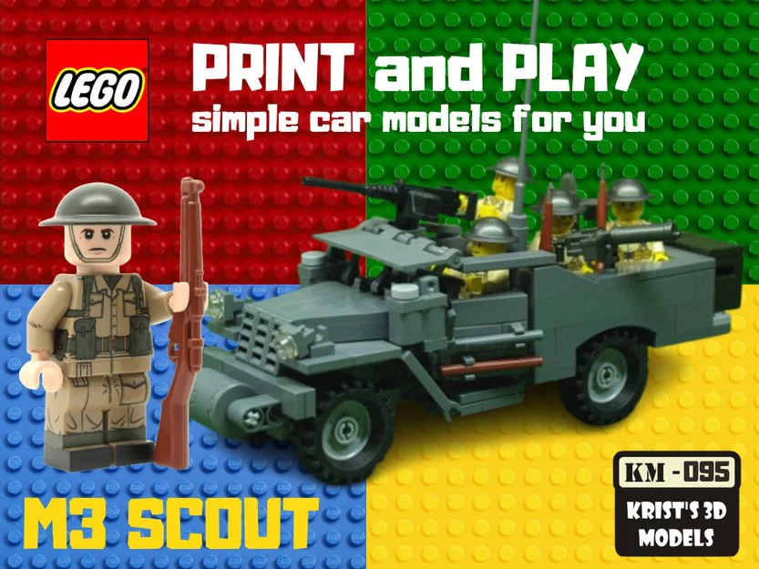 Mô hình xe quân sự LEGO M3 SCOUT in 3D độc đáo - Image 1